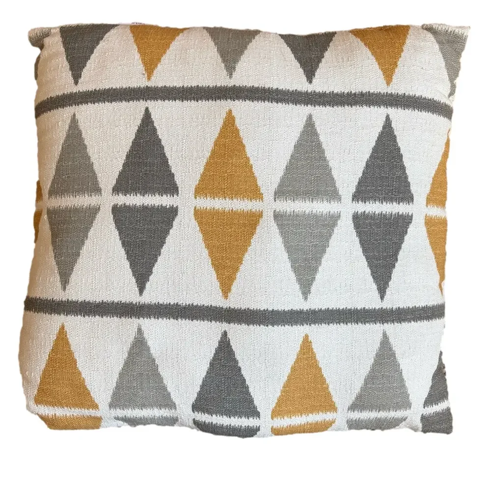 Geometric Yellow and Grey Throw Pillow and Throw Blanket Set